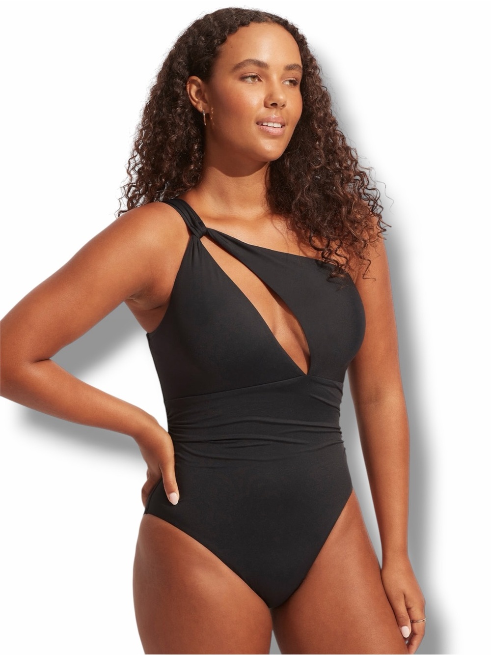 Seafolly Collective One Shoulder One-Piece Black Swimsuit